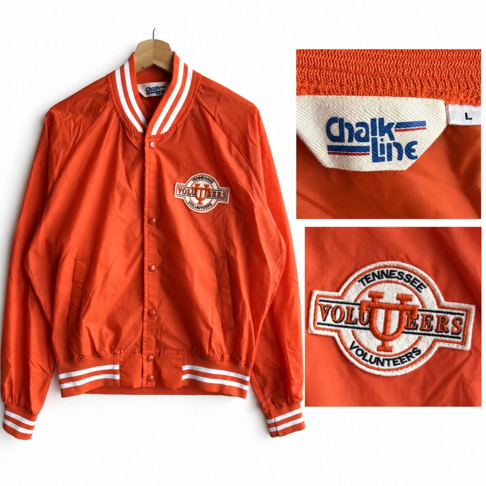 VTG Chalk Line Tennessee Volunteers Jacket Large Orange Vols Snap Windbreaker